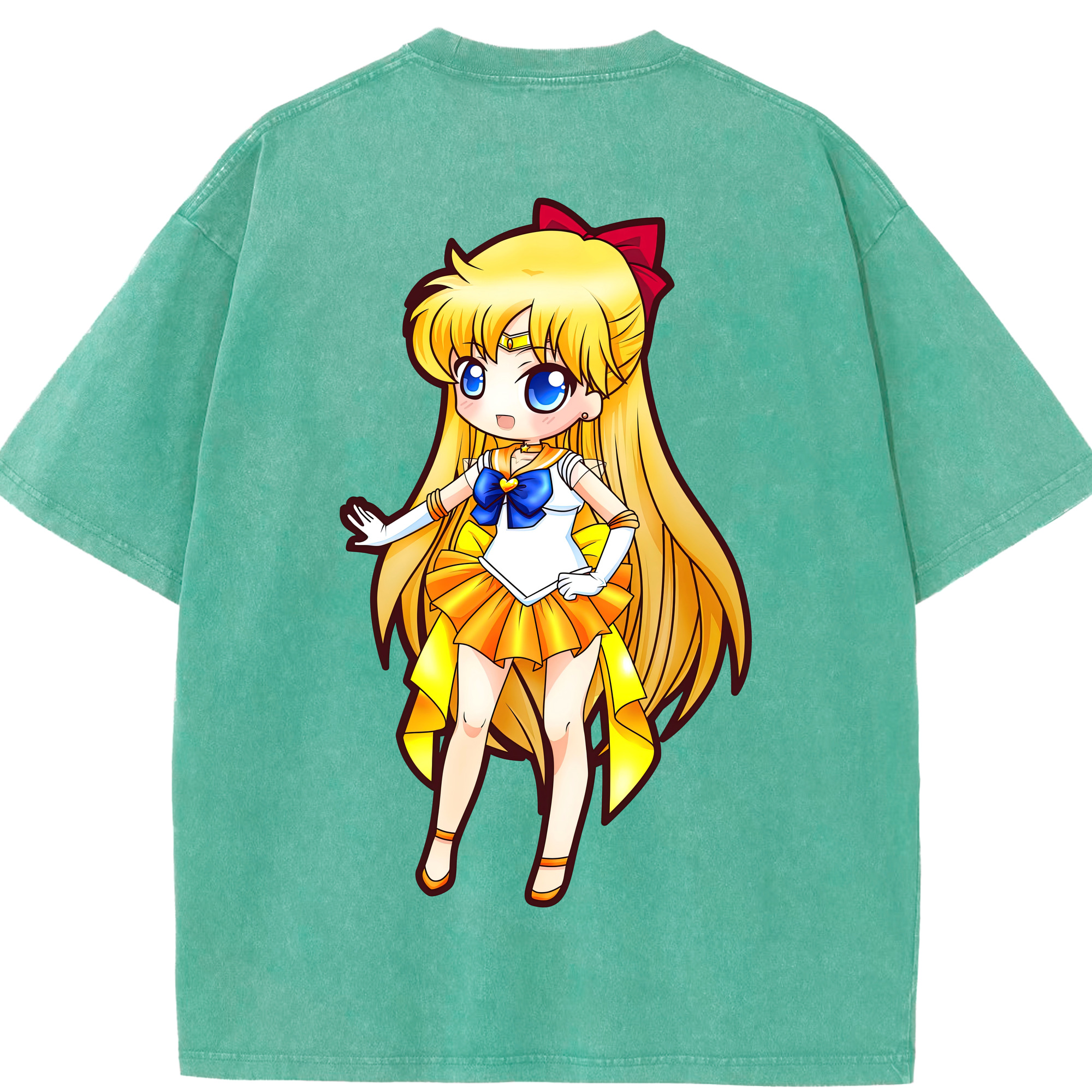 （画像用） 美少女戦士セーラームーン 愛野 美奈子 あいの みなこ Sailor Moon Aino Minako 綿100% ヴィンテージ風 半袖Tシャツ（背面プリント）